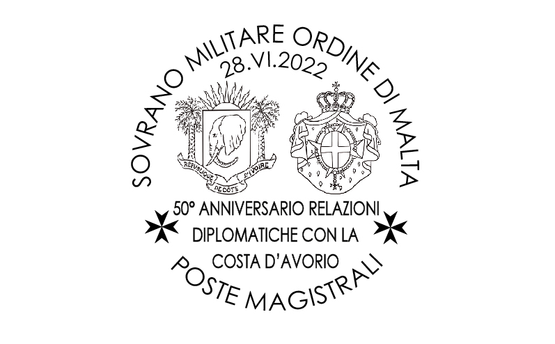 Annullo speciale in occasione del 50° anniversario dello stabilimento delle relazioni diplomatiche tra il  Sovrano Ordine di Malta e la Repubblica della Costa d’Avorio