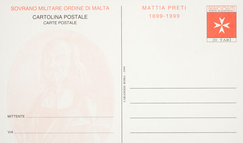 Emissione 257 – Commemorazione di Mattia Preti (1699-1999). Cartolina postale