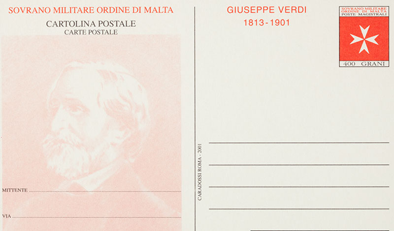 Emissione 285 – Centenario della morte di Giuseppe Verdi. Cartolina postale