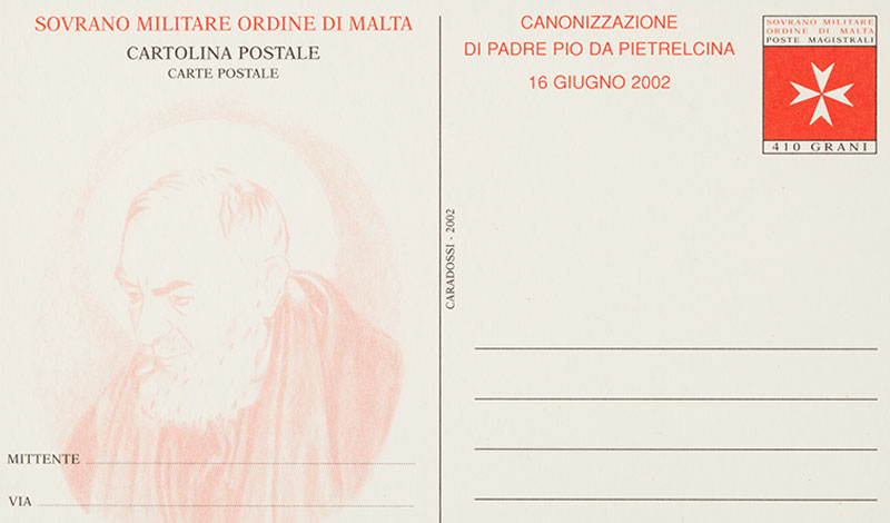 Emissione 295 – Canonizzazione di Padre Pio da Pietrelcina. Cartolina postale
