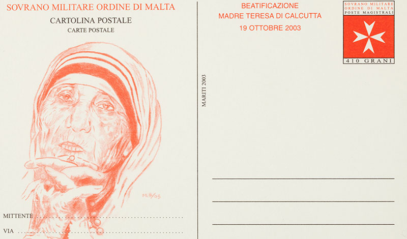 Emissione 315 – Cartolina postale – Beatificazione di Madre Teresa di Calcutta