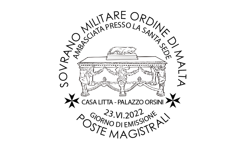 First day of issue postmark – The diplomatic missions of the Order – Palazzo Orsini in Rome, seat of the Embassy to the Holy See