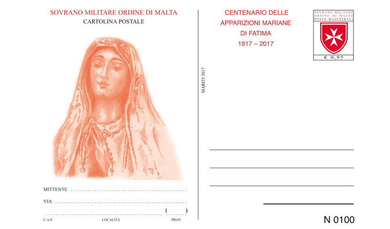 Centenary of the Marian apparitions of Fatima. Postal card