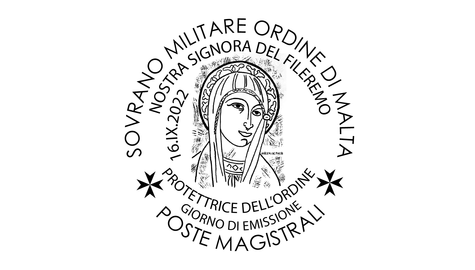 First day of issue postmark – Our Lady of Philermos, Protector of the Order