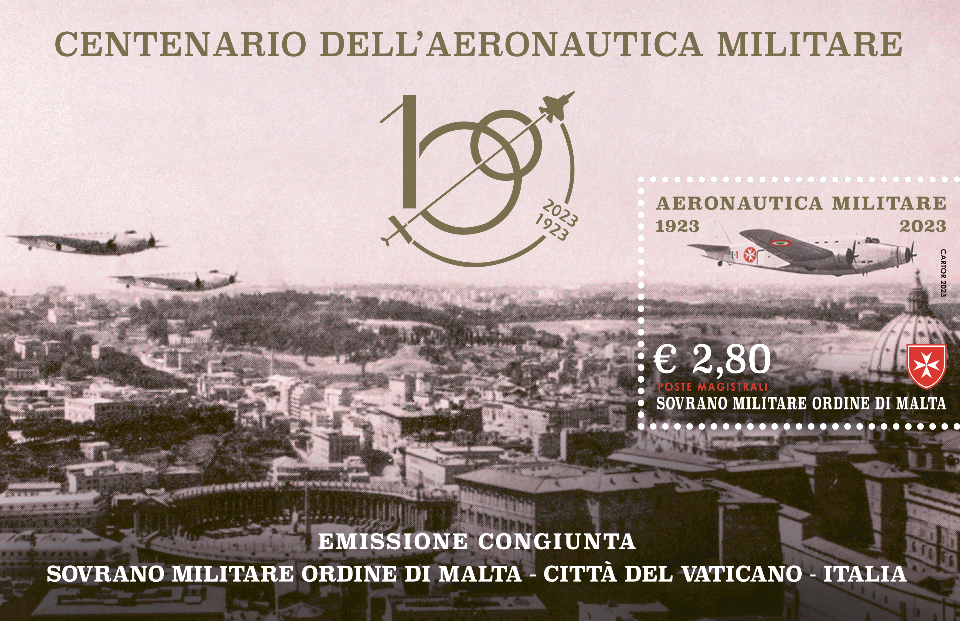 Aeronautica Militare italiana, nel centenario della istituzione. Emissione congiunta con la Città del Vaticano e l’Italia