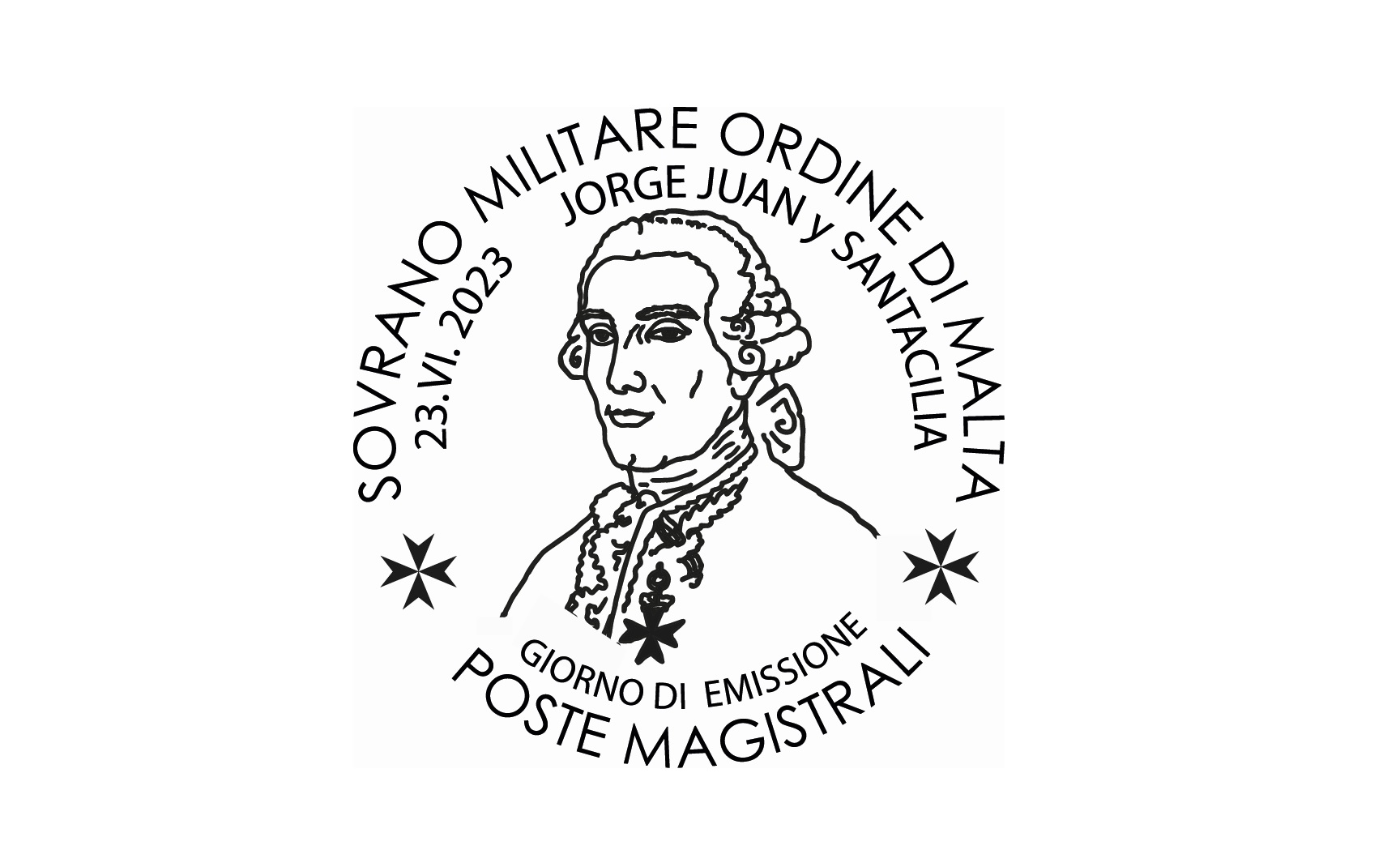 Annullo Giorno di Emissione – Jorge Juan y Santacilia, Cavaliere di Malta, nel 250° anniversario della scomparsa