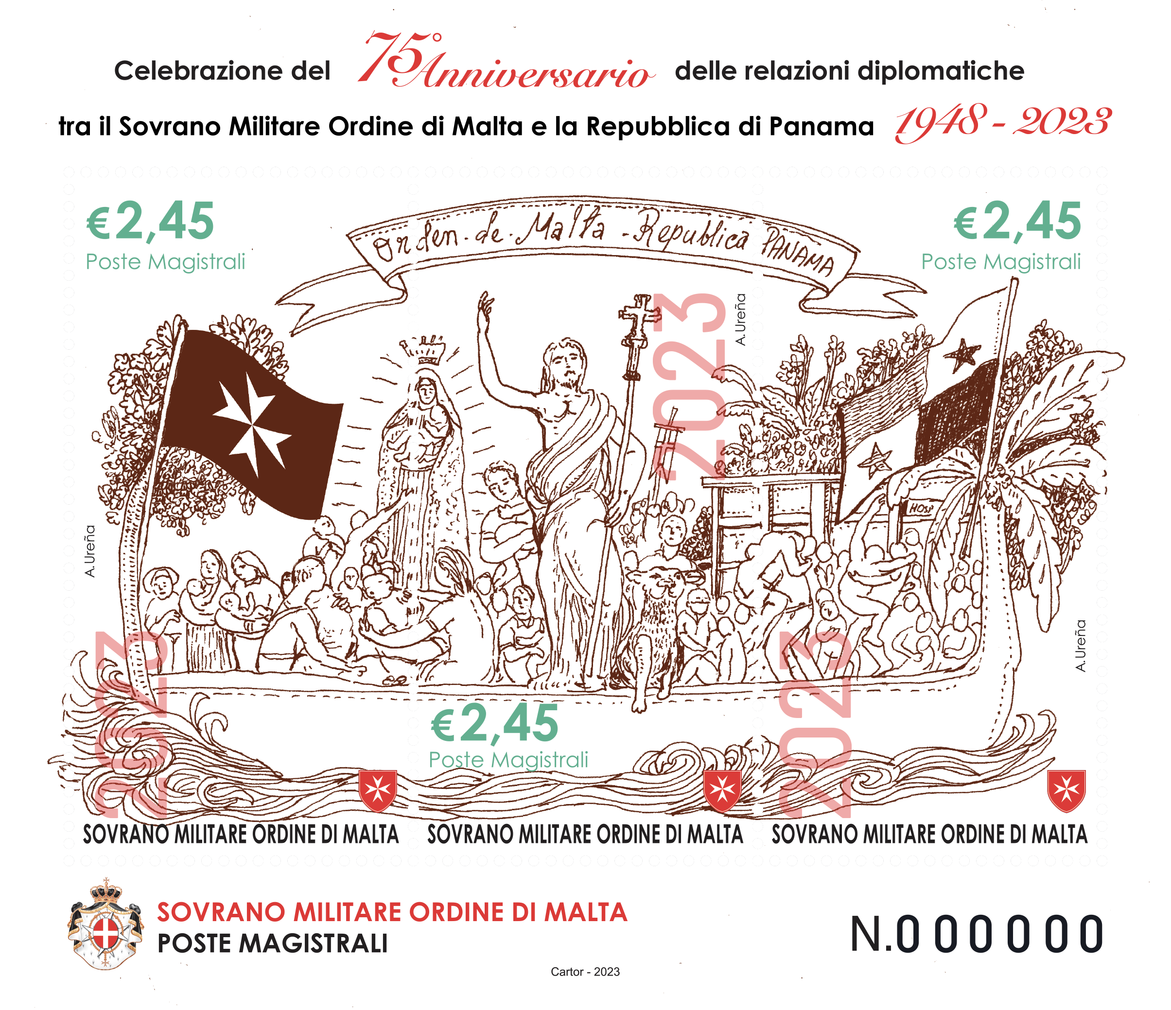 Presentata l’emissione postale dedicata al 75° anniversario delle relazioni diplomatiche tra l’Ordine di Malta e Panama