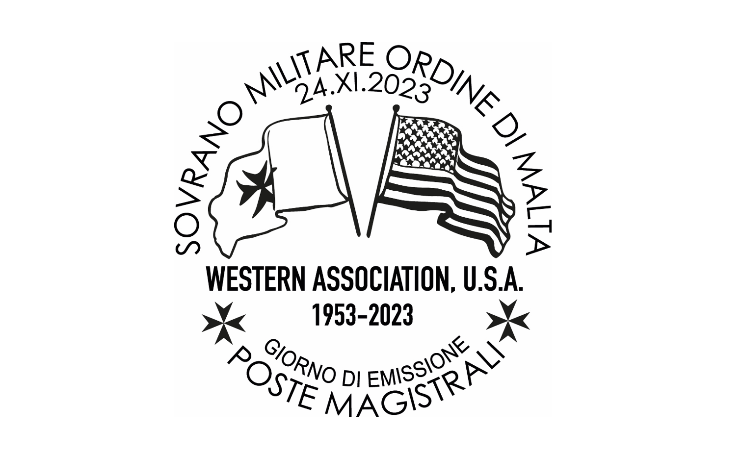 Annullo giorno di emissione – Le istituzioni nazionali: l’Associazione Occidentale degli Stati Uniti d’America dell’Ordine di Malta, nel settantesimo anniversario dell’istituzione