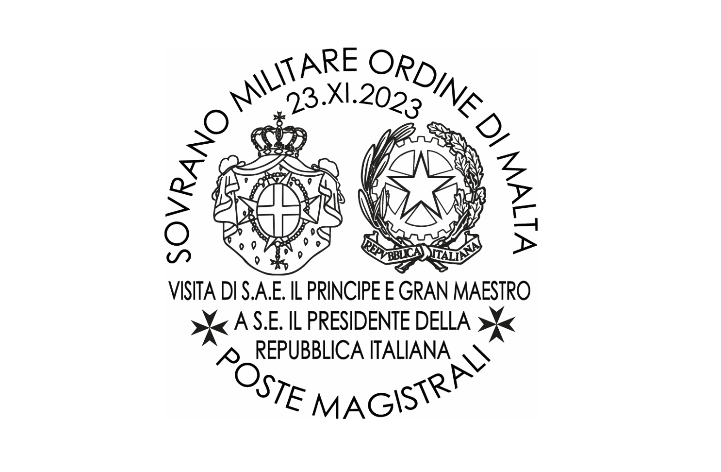 Special postmark – Visit of H.M.E.H. the Prince and Grand Master to H.E. the President of the Italian Republic