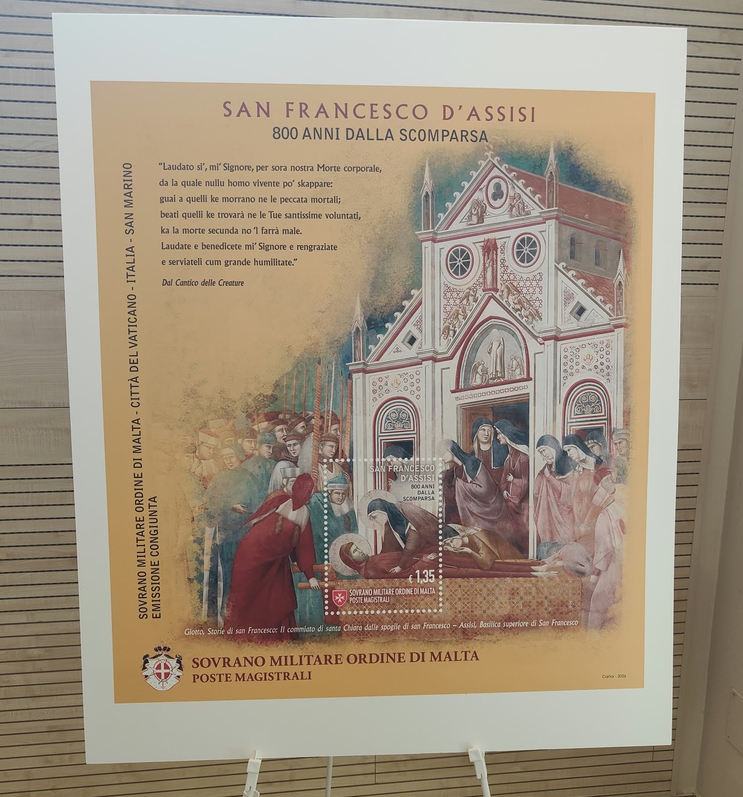 Un francobollo dedicato a San Francesco d’Assisi, nell’800° anniversario della scomparsa